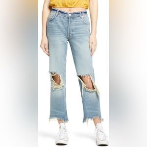 Free People We the Free Maggie Ripped Crop Straight Leg Jeans